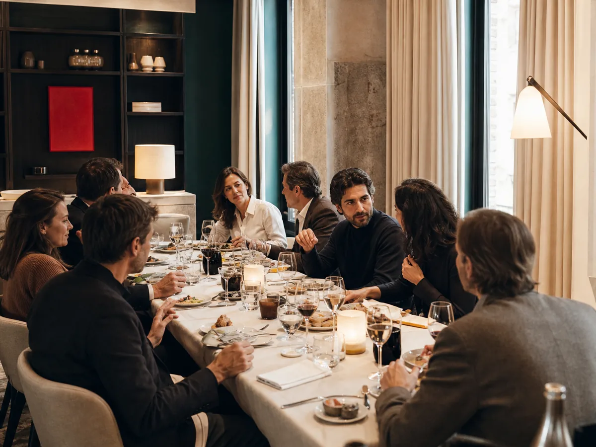 Lange tafel voorbereid voor een private bijeenkomst