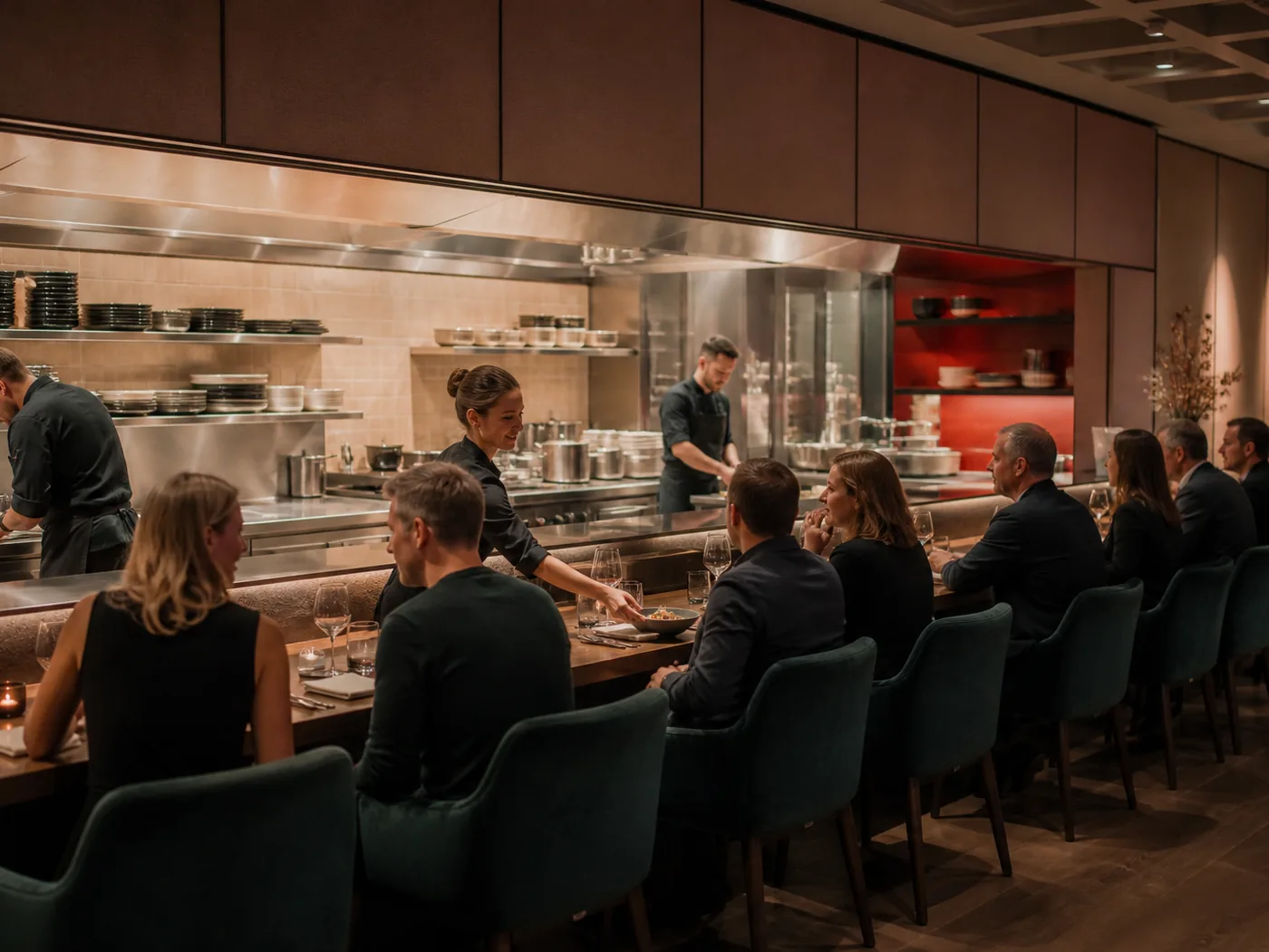 Open keuken met lange chef’s counter